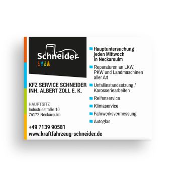 Mockup einer Anzeige von Kraftfahrzeug Schneider